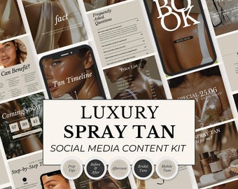 Spray Tan Instagram Vorlagen: Social Media Inhalte für Sonnenstudios (Canva Bearbeitbar, Digitaler Download