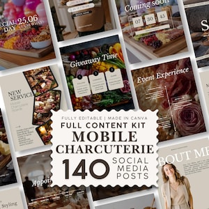 Mobiele Instagram-sjablonen voor charcuterie: berichten en stockfoto's voor evenementencatering (Canva)