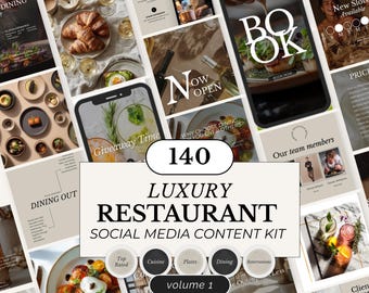 Modelli Instagram per ristoranti: pacchetto social media per servizi di ristorazione (download digitale)