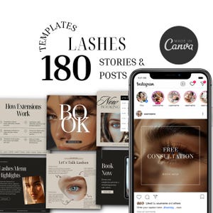 Lash Artist Instagram Templates | Canva Social Media Posts for Lash Techs, Eyelash Extensions, and Beauty Branding