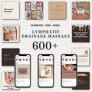 Lymphatic Drainage Massage Instagram Templates: Post-Op Spa Marketing (Canva Editable Digital Download