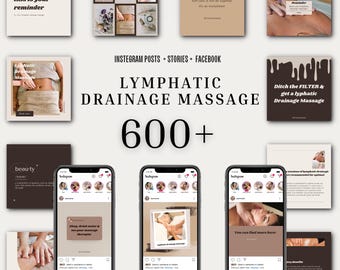 Lymphatic Drainage Massage Instagram Templates: Post-Op Spa Marketing (Canva Editable Digital Download