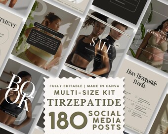 Weight Loss Clinic Instagram Posts & Stories, Tirzepatide and GLP-1 Social Media Marketing | 180