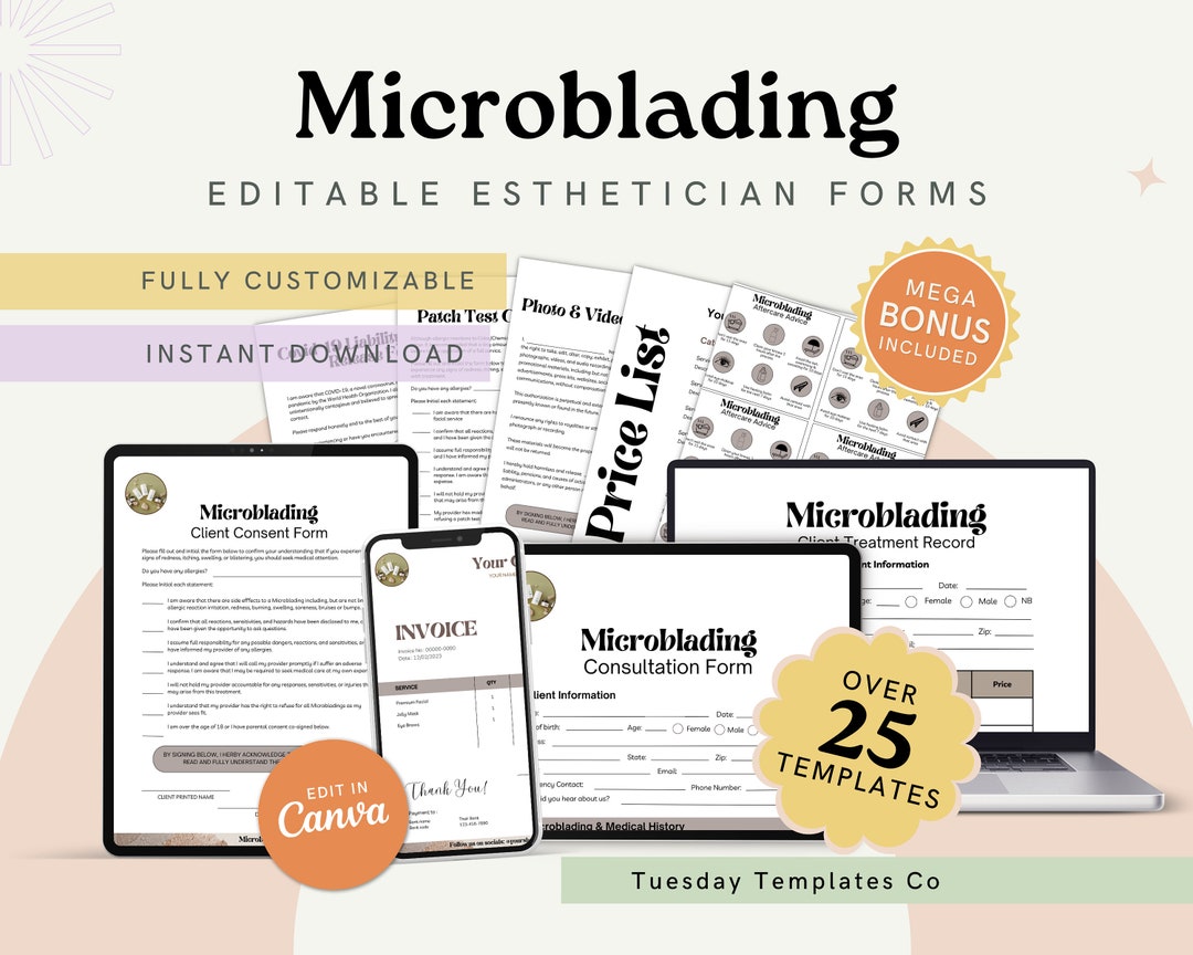 Esthetician Form for Esthetiics Business and Facial Consent Etsy