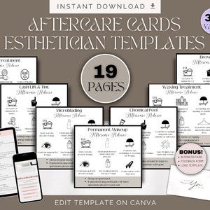 Cartes de soin pour les cils, les sourcils, le visage, l'épilation à la cire et les soins cosmétiques | Guides d'entretien personnalisés pour les esthéticiennes et les professionnels de la beauté