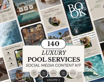 Plantillas de Instagram para servicios de piscina: Kit de redes sociales de Canva (descarga digital)