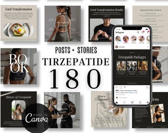 Tirzepatide Social Media Templates | Medical Weight Loss Marketing Kit | GLP-1 Instagram Posts | Canva Templates