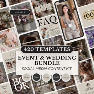 Paquete de plantillas de Canva para organizadores de bodas y proveedores de eventos, ideales para redes sociales.