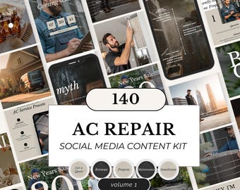 AC Service Instagram Templates: HVAC Repair & Maintenance Posts (Canva)