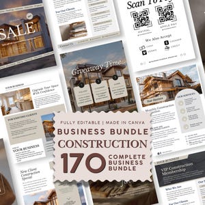 Construction Business Bundle, Contractor Forms, Estimates, Checklists & Social Media Marketing Kit | 170