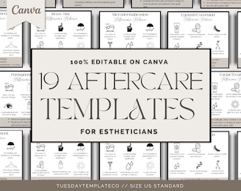 Editable Esthetician Aftercare Forms: Lash Lift, Waxing, Facial (Canva Templates)