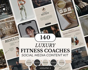 Fitness Coach Instagram Templates: Canva Social Media Kit (Digital Download)