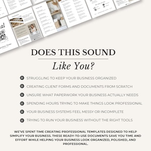 May include: A promotional image with the text "DOES THIS SOUND Like You?" followed by a list of business challenges. The image also includes examples of business templates and the text "WE'VE SPENT TIME CREATING PROFESSIONAL TEMPLATES..."