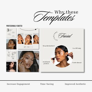 Facial Posts and Instagram Stories, Neutral Canva Templates for Estheticians image 7