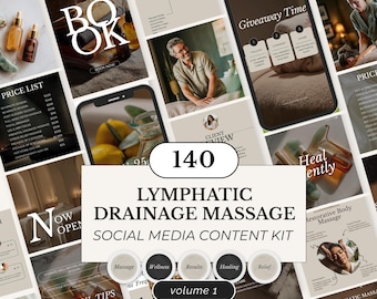 Lymphdrainage Massage Instagram Templates: Social Media Canva Bundle