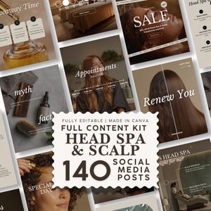 Instagram-mallar för japanska spa-avdelningar, inlägg på sociala medier för hårbottenmassage, berättelser, omslag och stockbilder för spa | 140