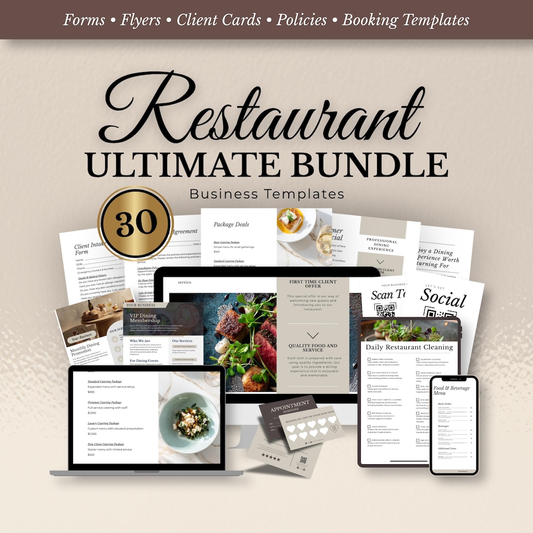 Restaurant Business Forms: Menu, Checklist & Operations Templates ...