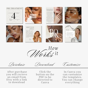 Facial Posts and Instagram Stories, Neutral Canva Templates for Estheticians image 8