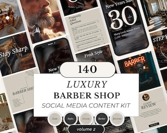 Barber Shop Instagram Vorlagen | Barber Canva Posts Geschichten & Highlight Covers