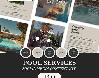 Plantillas de Instagram para piscinas y spas: Kit Canva para redes sociales (descarga digital)