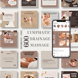 Lymphatic Drainage Massage Instagram Posts: Esthetician Templates (Canva)