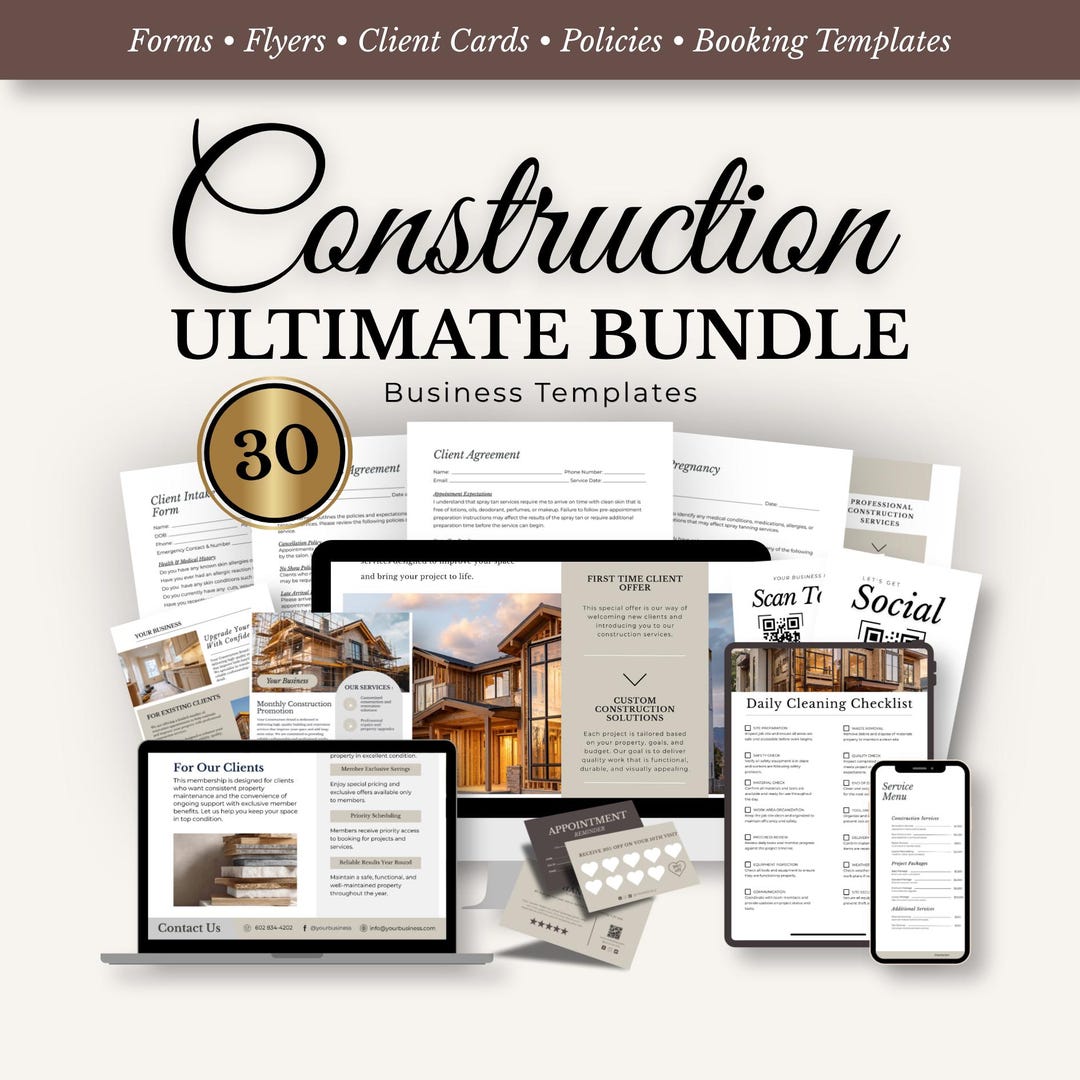 Construction Client Forms: Contract, Estimate & Intake Templates (canva ...