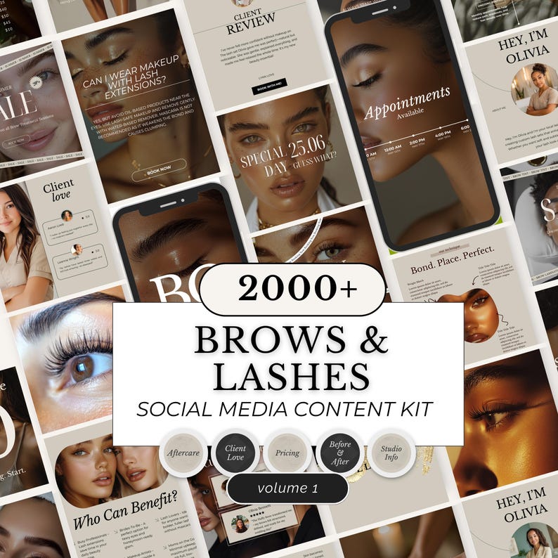 Brow & Lash Social Media Templates: Canva Kit for Beauty Businesses - Etsy