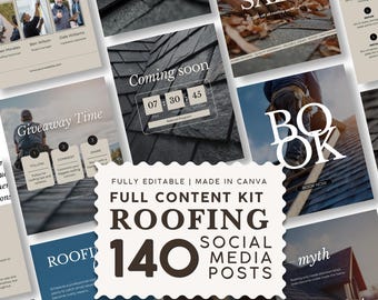 Roofing Contractor Instagram Templates, Editable Canva Posts and Stories