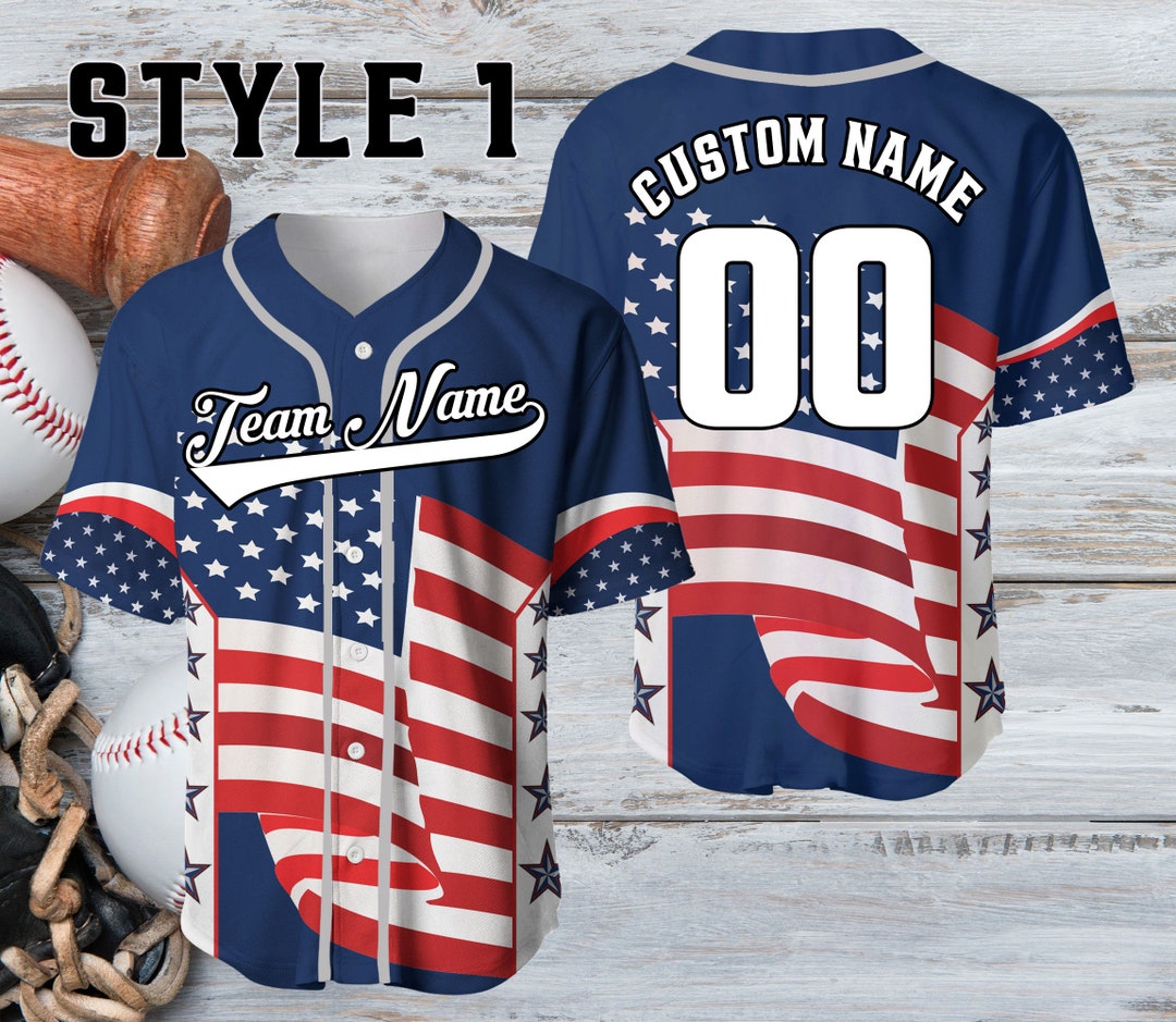 USA Baseball Jersey Custom Jersey Shirt American Flag Etsy