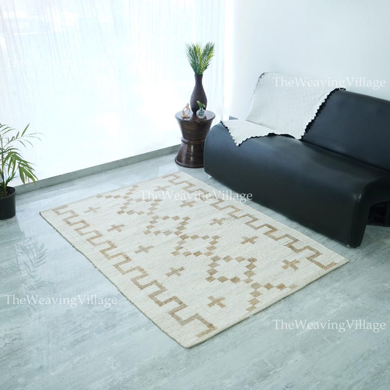 Hemp Jute Area Rug, Natural Fiber Woven Textured Rug, Modern Jute Rug ...