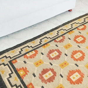Indian Dhurrie Rug, Ecofriendly Natural Rug, Wool & Jute Dhurrie, Sustainable Area Rug, Southwestern Kilim Rug, Navajo Kilim Rug, Boho Decor