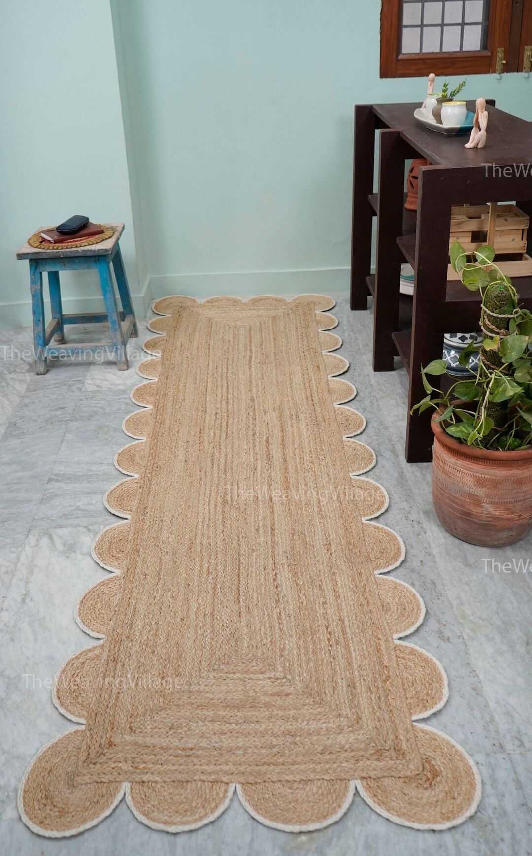 Natural Jute Runner Rug, off White Runner Rug, Braided Jute Rug