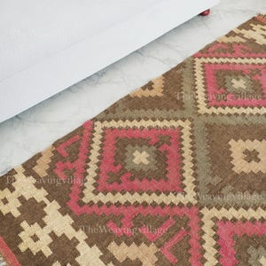 Indian Dhurrie Rug, Handmade Wool Jute Kilim Rug, Living Room Carpet, Boho Decor Rug, Vintage Flatweave Carpet, Rectangle Kilim, Floor Rug