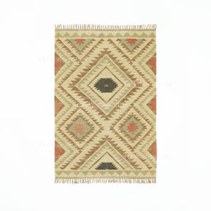 Indian Dhurrie Rug, Handmade Wool Jute kilim Rug, Vintage Flatweave Carpet, Bohemian Kilim Rug, Southwestern Kilim Rug, Rectangle Kilim Rug