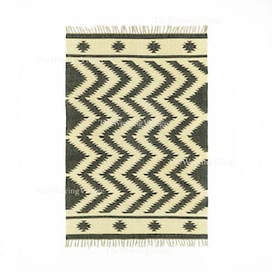 Handmade Wool Jute Kilim Rug, Vintage Flatweave Carpet, Southwestern Kilim Rug, Boho Area Rug, Rustic Home Decor, Traditional Indian Dhurrie