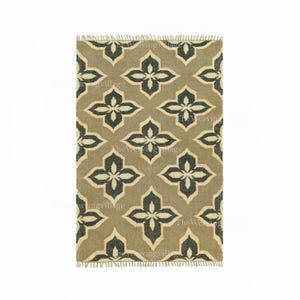 Ecofriendly Natural Rug, Indian Dhurrie Rug, Rectangle Kilim Rug, Vintage Flatweave, Carpet, Wool Jute Dhurrie, Boho Decor Rug, Floor Mat