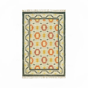 Handmade Wool Jute kilim Rug, Ecofriendly Natural Rug, Indian Dhurrie Rug, Rectangle Kilim Rug, Decorative Kilim Rug, Vintage Flatweave Rug