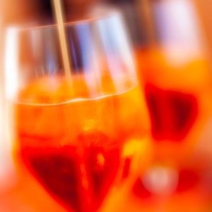 Abstract Aperol Spritz Glasses| Italian Cocktail Photography | Warm Colors | Glossy Paper, Canvas, Acrylic, Metal Print | Modern Wall Decor