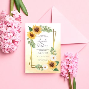Bloemen trouwkaart, bewerkbare trouwkaart, trouwkaart voor je bruid of bruidegom, gepersonaliseerde trouwkaart, uitnodigingskaart, schattige kaart