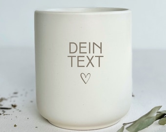 Personalisierte Becher - Gravierter Keramikbecher - Personalisierbar - hochwertig & stilvoll - matt- pastellweiß - SLIM