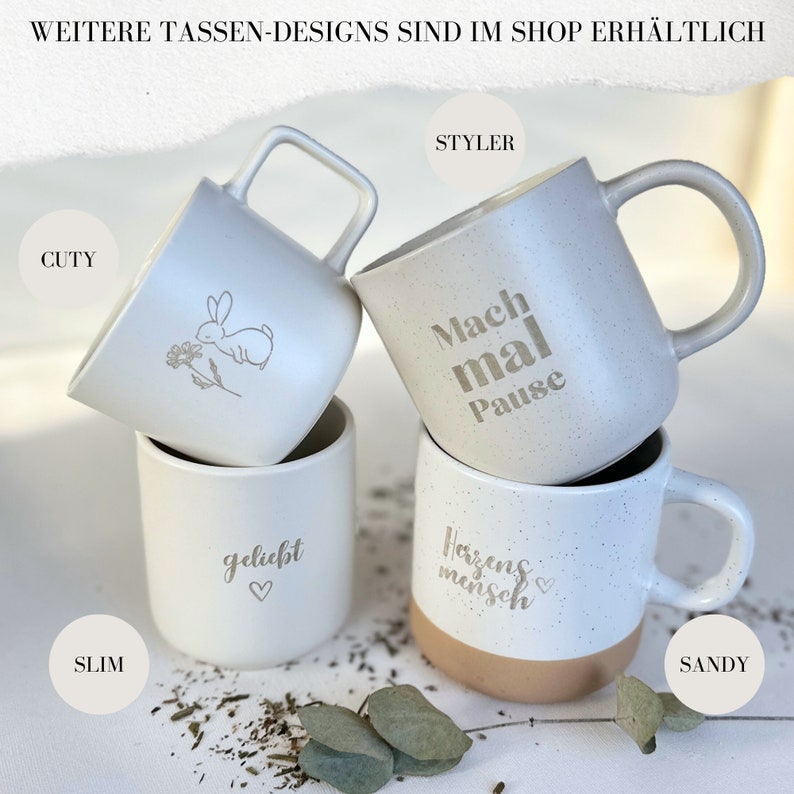 Tasse Lieblingsmensch Personalisierbar Gravierte Keramiktasse mit matter Oberfläche & stilvollem Touch pastellweiß gesprenkelt STYLER Bild 6