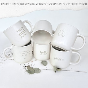 Personalisierte Tasse Gravierte Keramiktasse mit matter Oberfläche und rustikalem Touch in pastellweiß gesprenkelt STYLER Bild 6