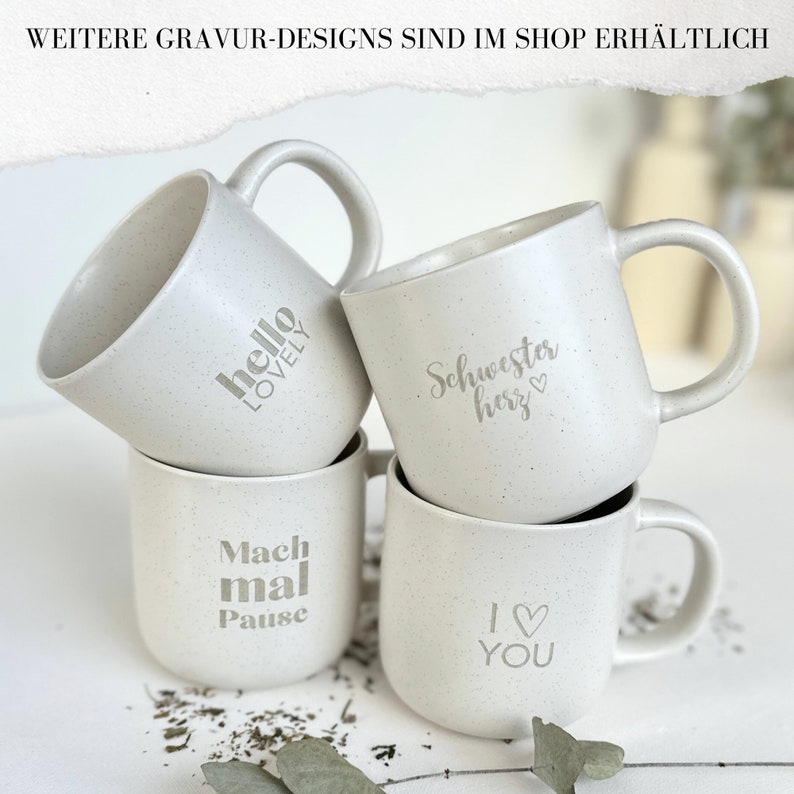 Tasse Lieblingsmensch Personalisierbar Gravierte Keramiktasse mit matter Oberfläche & stilvollem Touch pastellweiß gesprenkelt STYLER Bild 8