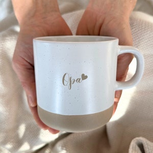 Grandpa - Personalized 360ml Ceramic Mug with Bamboo Lid/Coaster| Unglazed floor design - SANDY