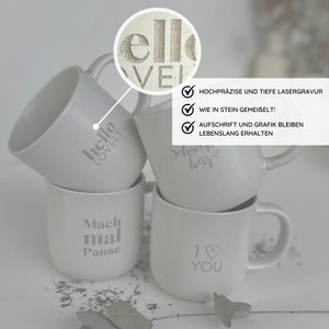 Tasse Lieblingsmensch Personalisierbar Gravierte Keramiktasse mit matter Oberfläche & stilvollem Touch pastellweiß gesprenkelt STYLER Bild 2