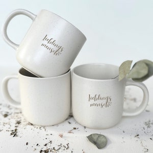 Tasse Lieblingsmensch Personalisierbar Gravierte Keramiktasse mit matter Oberfläche & stilvollem Touch pastellweiß gesprenkelt STYLER Bild 5