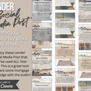 Mortgage Dictionary | Real Estate Marketing | Lender | Canva Template | Social Media Marketing | Real Estate | Mortgage Lender | Bundle