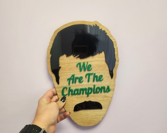 Arte mural de Queen - Somos los campeones - Freddie Mercury - Ícono musical - Obra de arte sin rostro