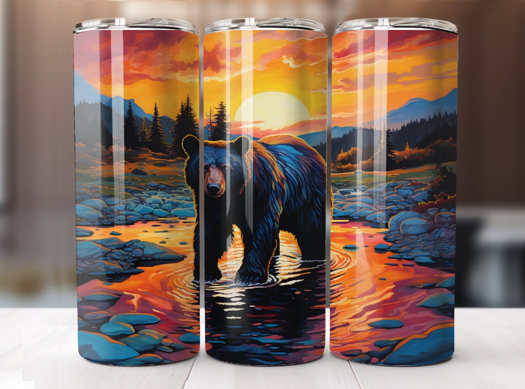 Black Bear Tumbler PNG 20 Oz Skinny Tumbler Wrap Sublimation Design ...
