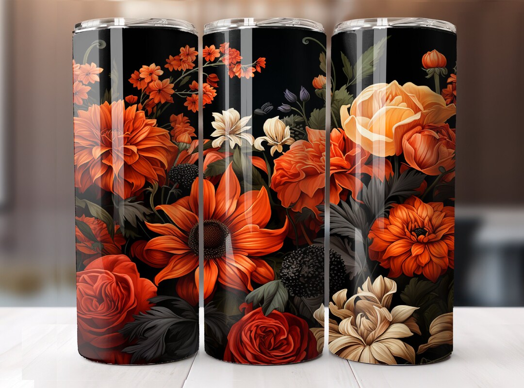 Fall Floral Tumbler Wrap PNG 20 Oz Skinny Tumbler Sublimation - Etsy